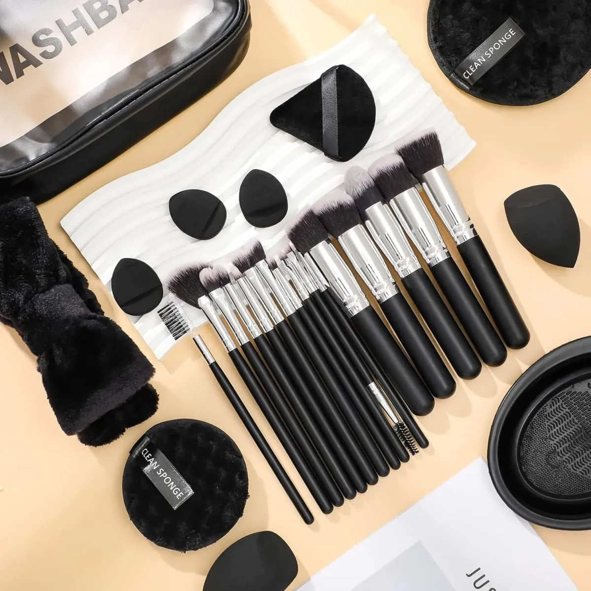 16Pcs Professional Makeup Brush Set Eye Shadow Contouring Foundation Highlight Setting Powder Blending Makeup Sponge Powder Puff — image 2
