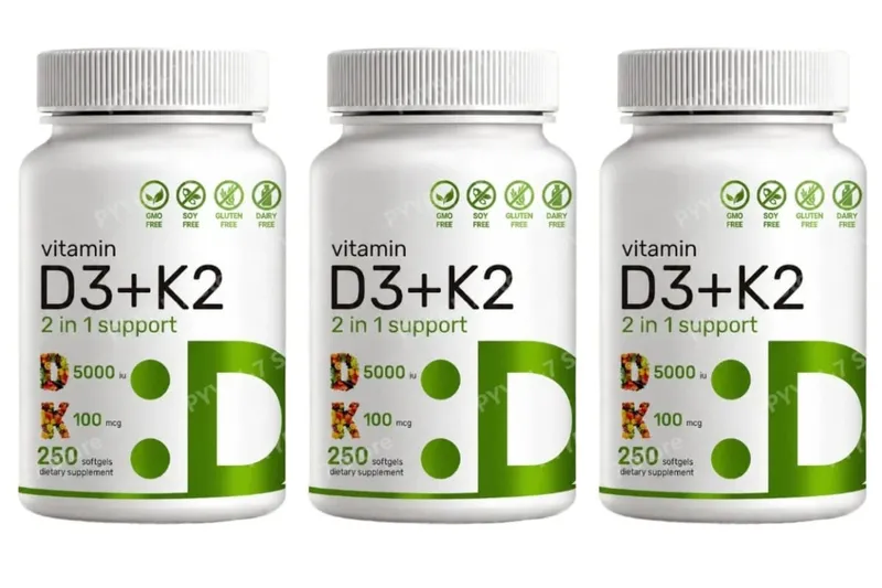 Vitamin D3 K2 Softgels with MK-7 5000 IU Vitamin D3 and 100 mcg Vitamin K2 for Daily Heart Bone & Immune Support 250 Softgels — image 10