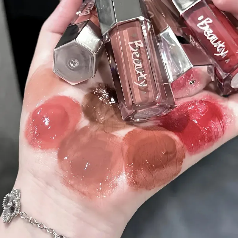 Ice Transparent Brown Lip Gloss Moisturizing Glossy Liquid Lipstick Nude Water Light Glass Mirror Lip Glaze Long-lasting Makeup — image 6