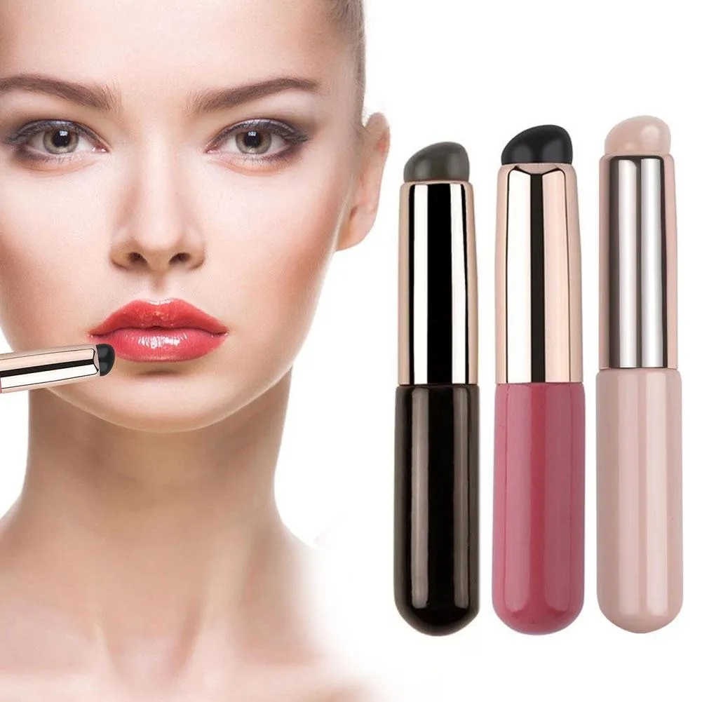 Silicone Lip Brush With Cover Cap Lid Concealer Brush Lipstick & Lip Balm Applicator Soft Lipstick Makeup Brushes Round Head — image 2