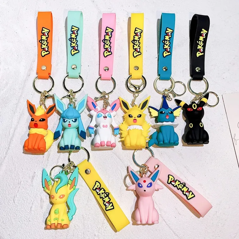 40 Style Wholesale Anime Pokémon Pikachu Eveen Keychain Cartoon Cute Charizard Keyring Student Backpack Car Key Chain Toys Gifts — image 1