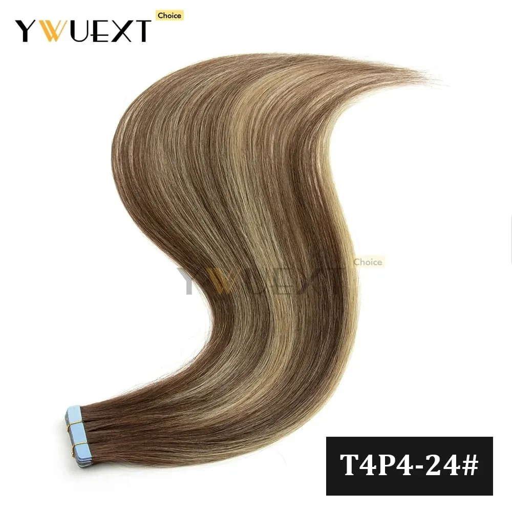 20pcs/Pack Gradient Colors Tape in Human Hair Extensions Add Volume And Length for Women 30g 16-20 inches Salon Quality YWUEXT — image 8