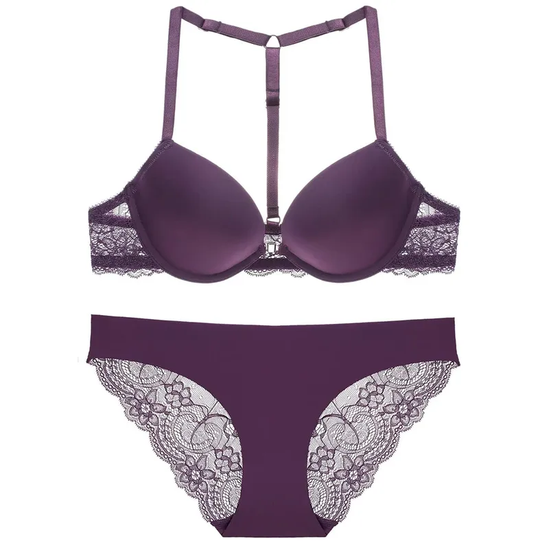 Women's Comfortable Push-Up Bra Set with Front Buckle And Shoulder Strap Sexy Lingerie for Women — image 9