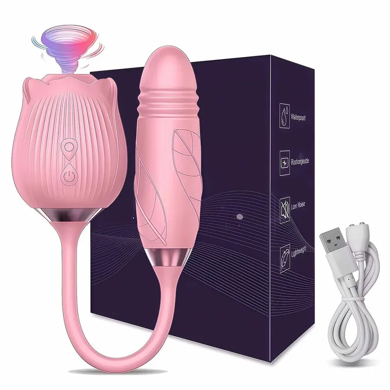Rose Vibrator Toy for Women Clitoral Sucking Vibrator G-spot Thrusting Dildo Clit Nipple Sucker Vibrater Female Couple Sex Toys — image 12