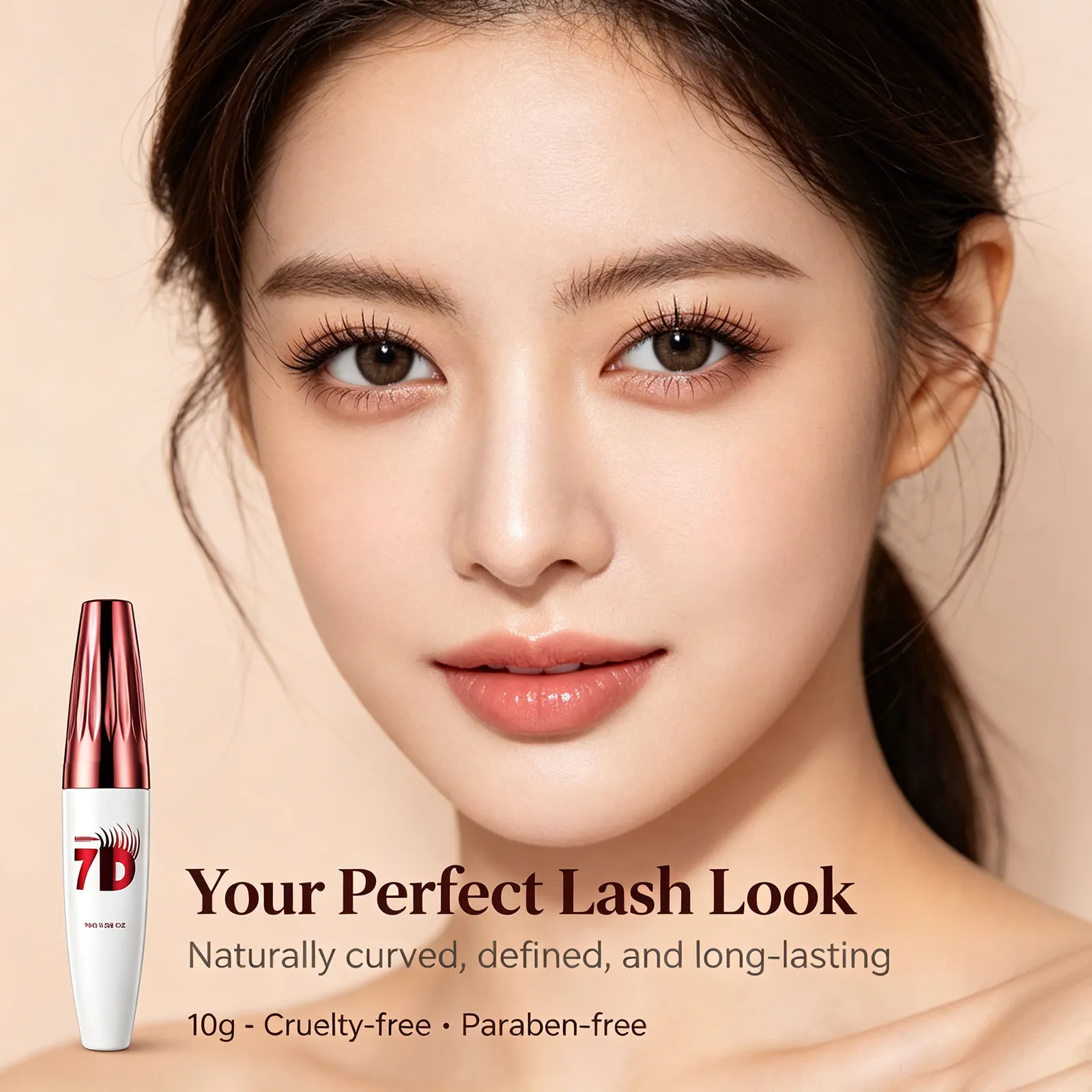 7D Volumizing & Curling Black Mascara – Smudge-Proof Natural Lash Lift & Curl Flake-Free Non-Clumping Waterproof Eye Makeup