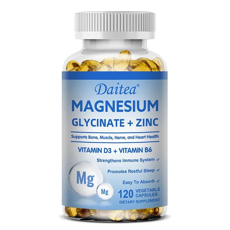 Daitea Magnesium Glycinate & Zink Kosttillskott - Bone Nerve Immune Support - Lämplig för män och kvinnor