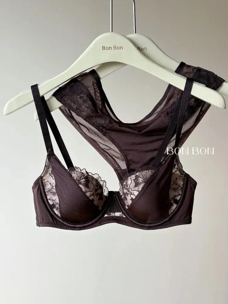 French Lace Embroidery Sexy Bra Set Push Up Minimizer Gather Support Full Coverage Comfort Lingerie for Big Breasted Women 2PCS — image 4