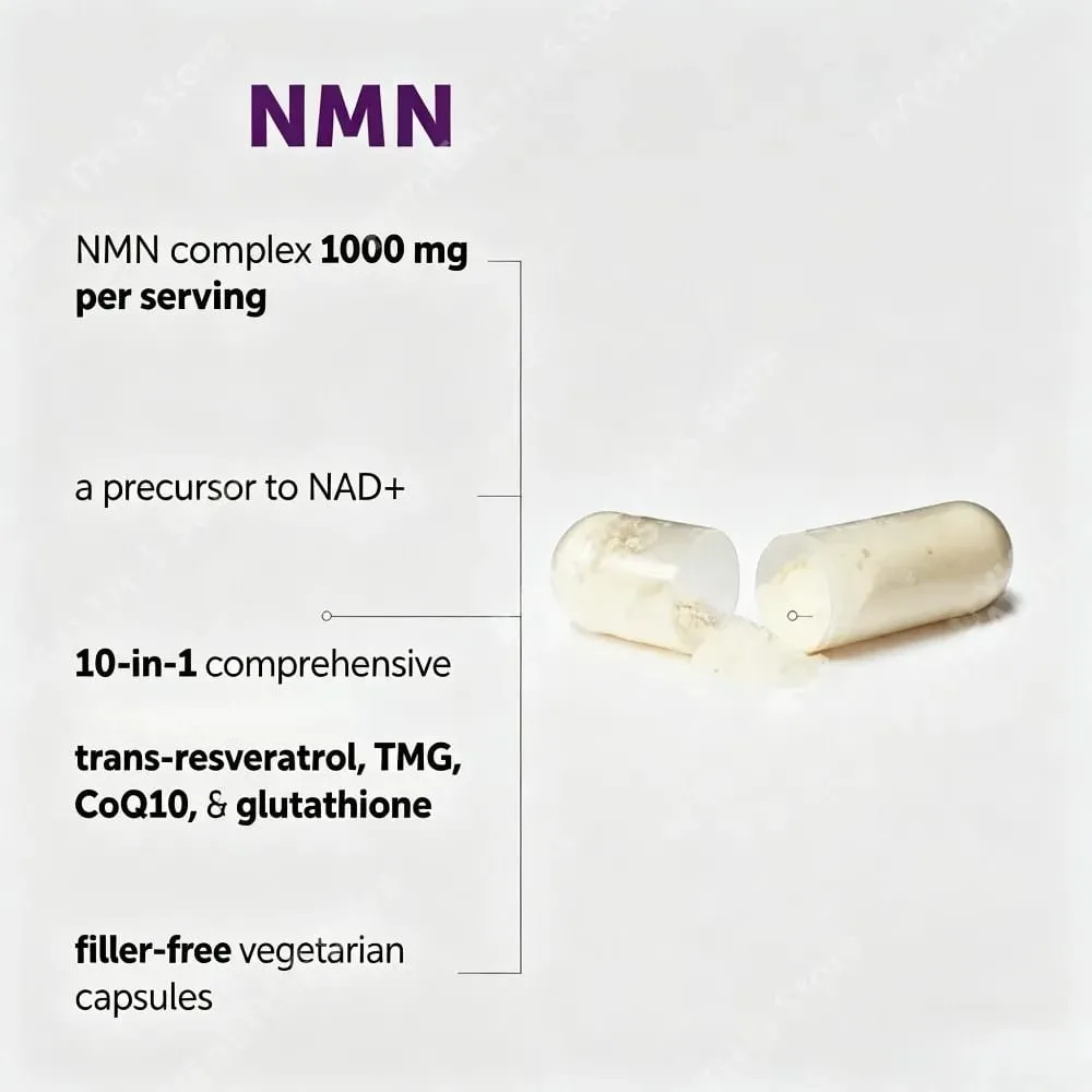 NMN Complex 1000mg Per Serving 10-in-1 NAD+ Precursor with Resveratrol CoQ10 120 Vegetarian Capsules Daily Support — image 4