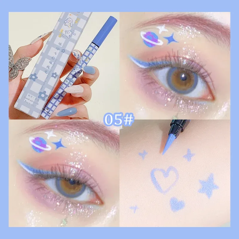 Farverig flydende eyeliner blyant mat vandtæt ikke blomstrende eyeliner Langtidsholdbar flydende eyeliner pen Øjenmakeup Kosmetik