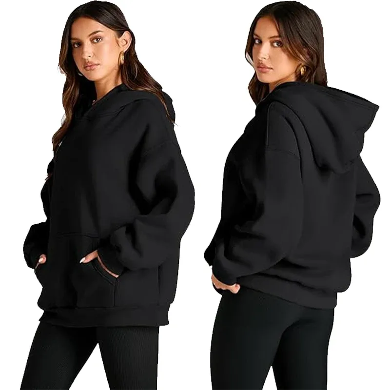 Reka bentuk DIY Oversize Hoodies Fesyen Wanita Disesuaikan Cetak Longgar Lengan Panjang Bahu Drop Cuff Sweathsirts Pullovers Sudadera