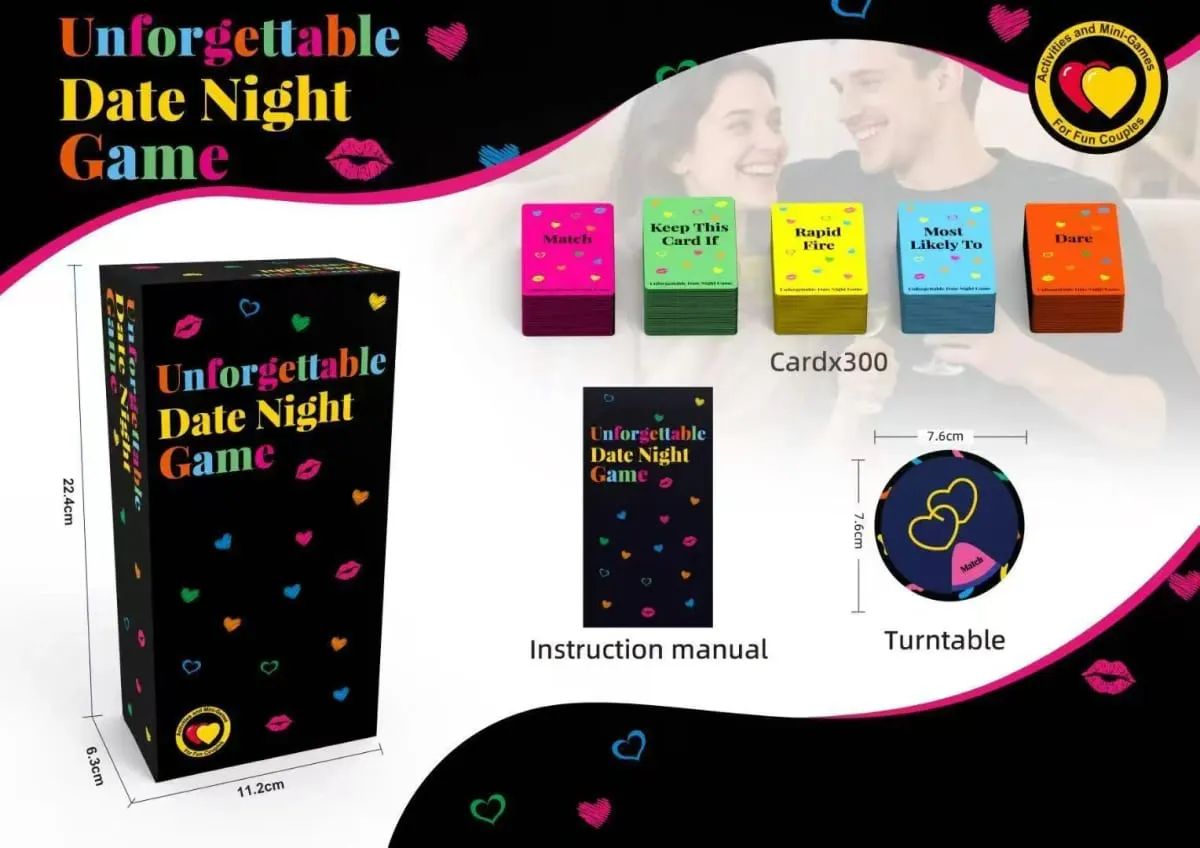 Ultimate Date Night Card Game for Couples 300 Cards & Spinner Included Stay at Home Date Night Ideas
