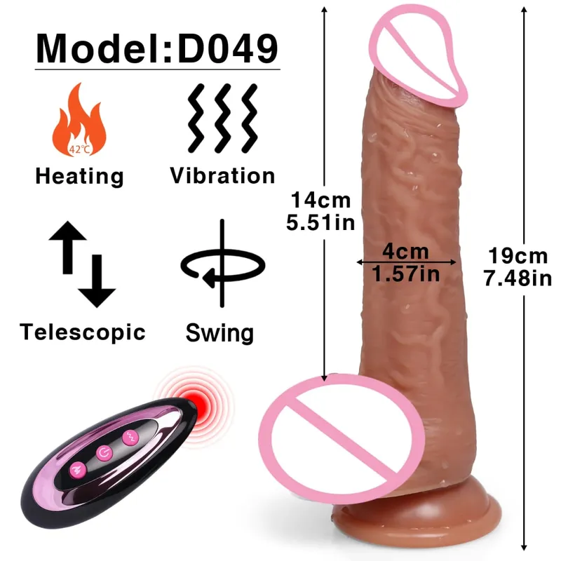 Realistic Dildo Vibrator Telescopic Sex Toys Vibrating Heated Silicone Penis Female Vaginal Masturbator Anal Plug Adult Supplies
