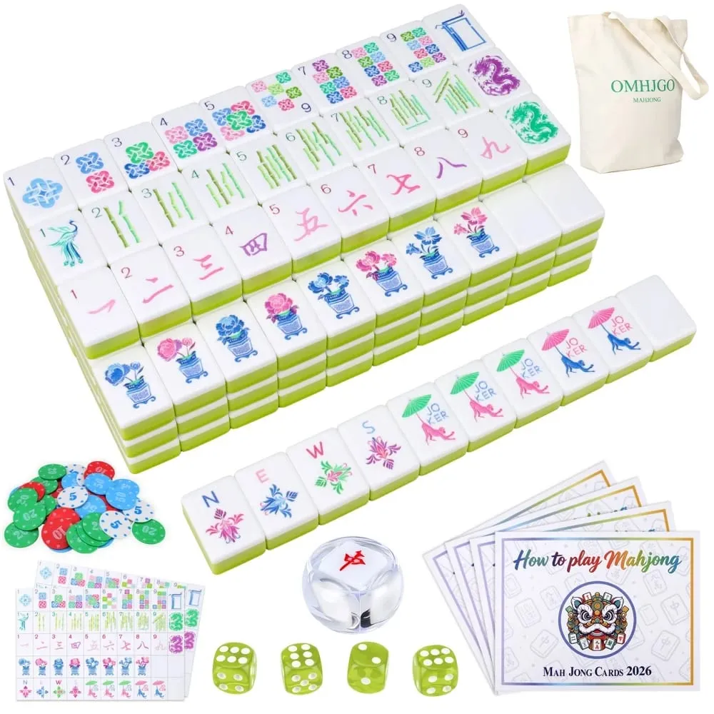 4-Layer Acrylic American Mahjong Set Luxury Engraved Mahjong Tiles Light Green Travel Mah Jongg Sets for Adult Party Board Games — image 3