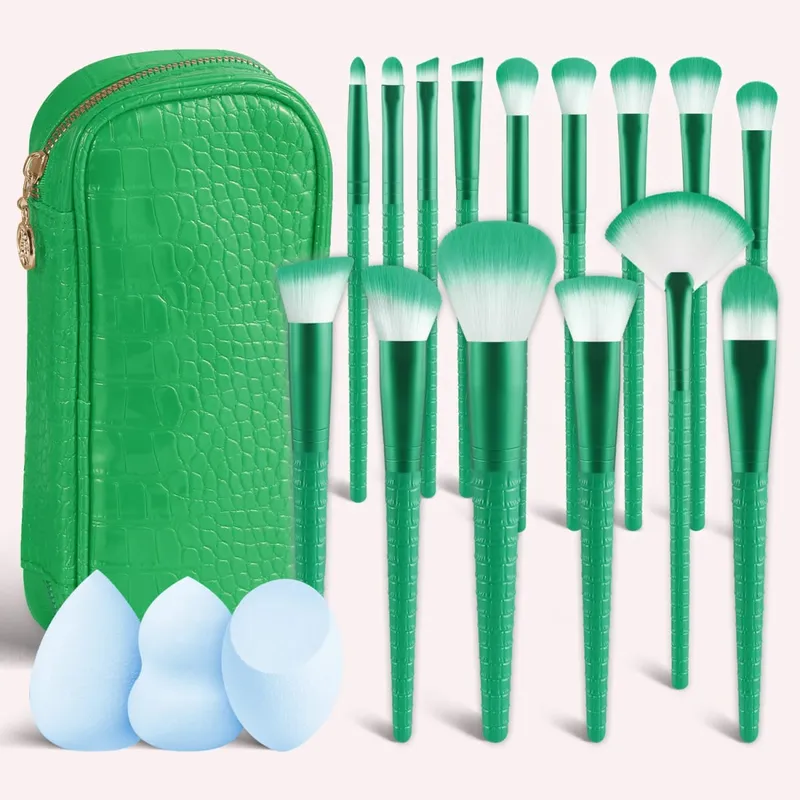 15Pcs Complete Makeup Brush Kit with Bag & 2 Beauty Sponges Face Eye Brushes for Beginners & Artists — image 8