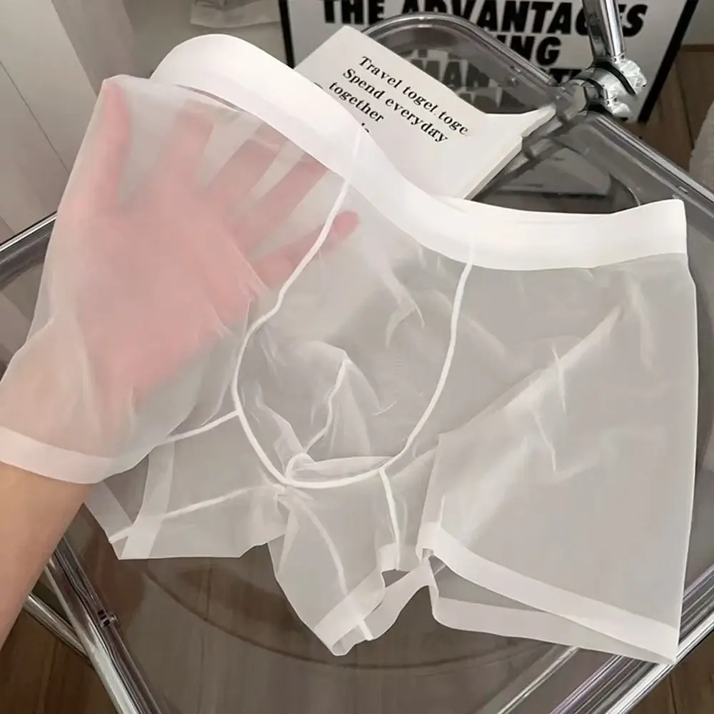 Men Sexy Elastic Men's Panties Quick Drying Ultra-thin Boxer Shorts Transparent Boxers Underwear U Bulge Pouch Sexy Und — image 8