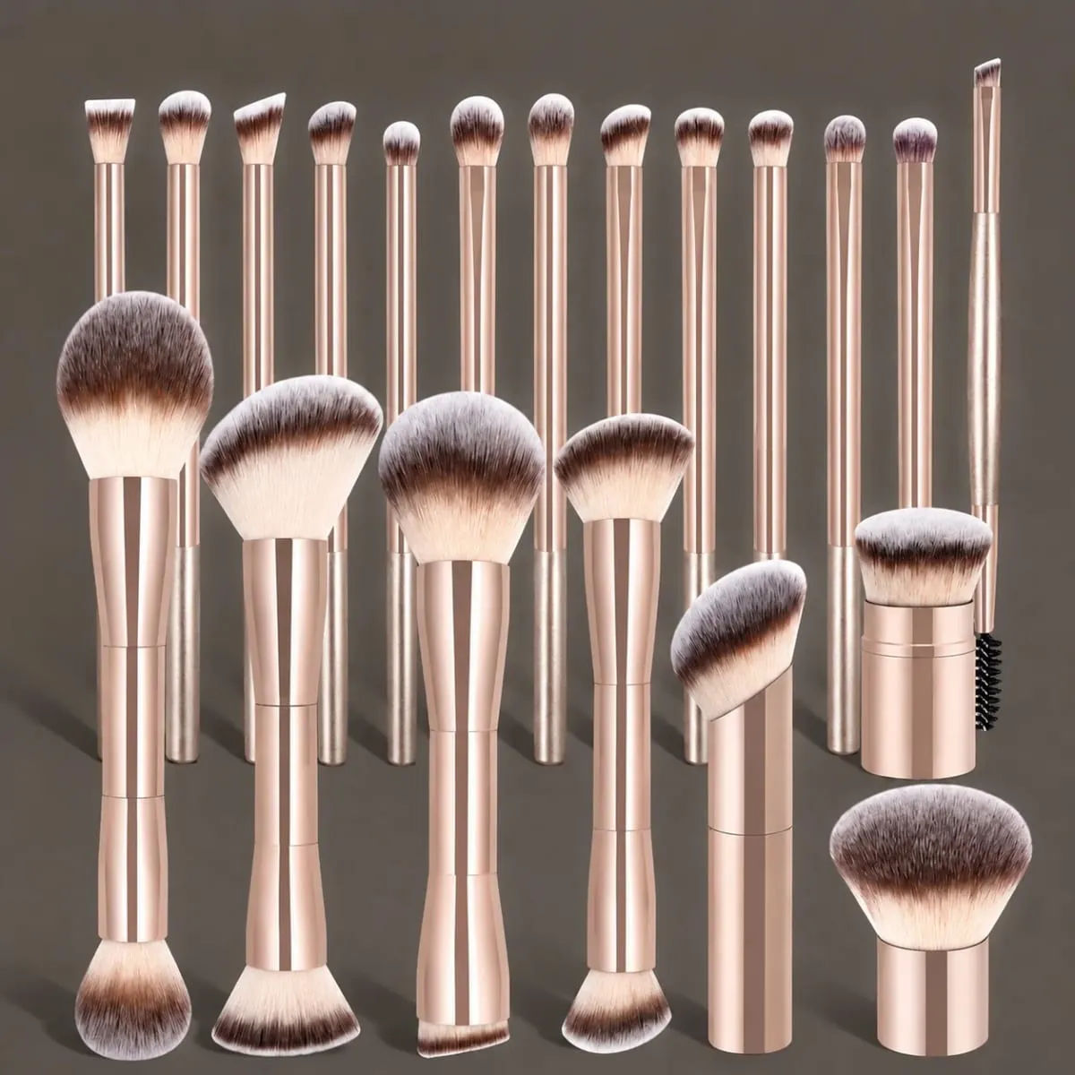 20-Piece Professional Makeup Brushes Set Metal Handle Wand With Velvet Pouch Soft Foundation Powder Blush Eyeshadow Eyebrow B — image 3