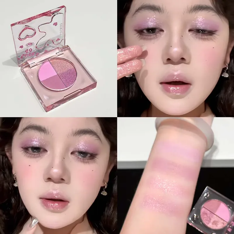 Four-color Diamond Glitter Eyeshadow Palette Mini Pink Orange Matte Shimmer Eye Shadow Eye Pigments Highlighter Makeup Cosmetics — image 9