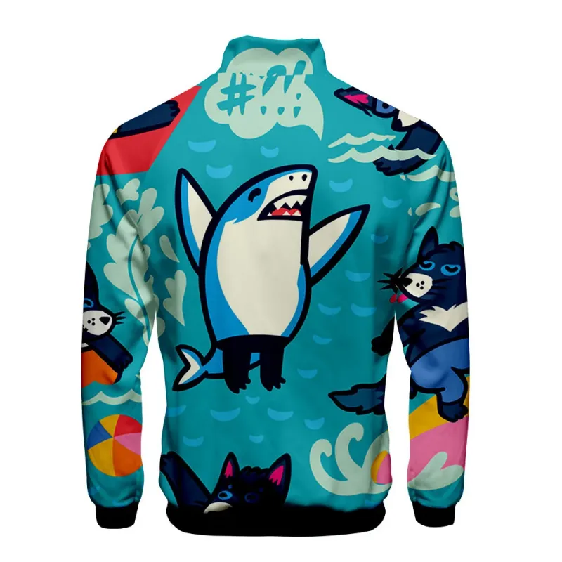 Popular Marine animals dolphin 3D Print Zipper Raglan Jacket Windbreaker Boys/Girls Comfortable Stand Collar Jackets Coats — image 4