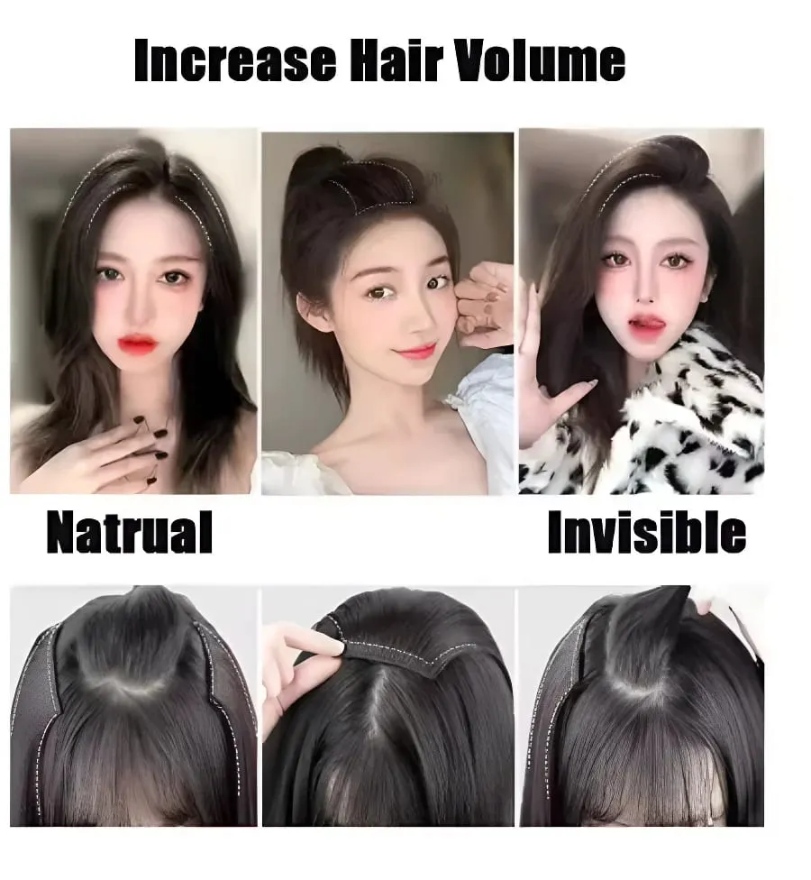 Synthetic Short Straight Pad Invisible Hair Extension Lining of Hair Top Side Cover Hairpiece for Women — image 10