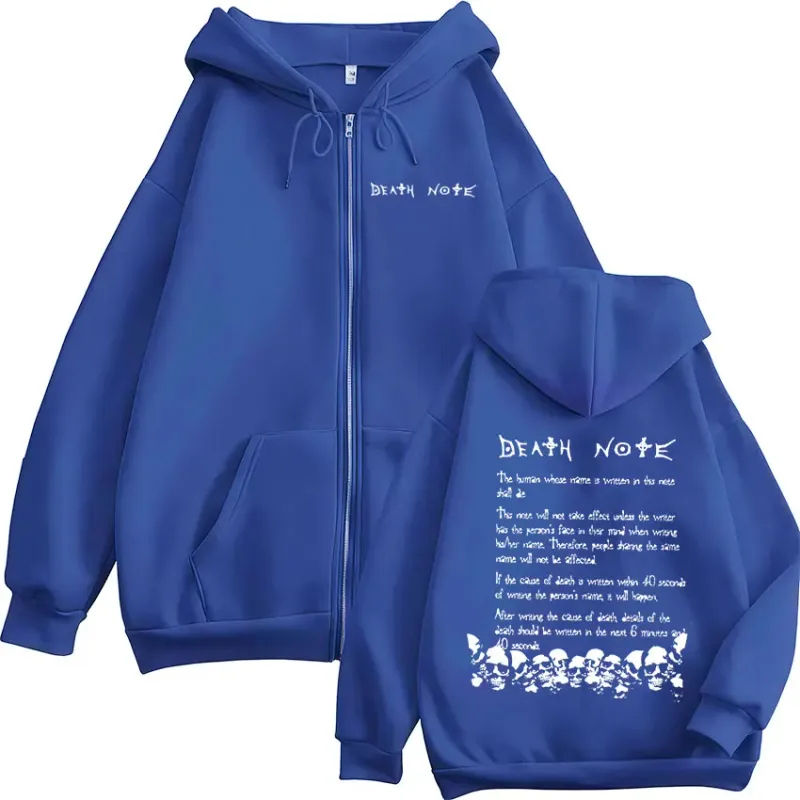 Anime Death Note Rem Ryuk Zipper Hoodies Men's Women Clothing Fashion Casual Long Sleeve Zip Up Hooded Sweatshirts Jacket Coat — image 6