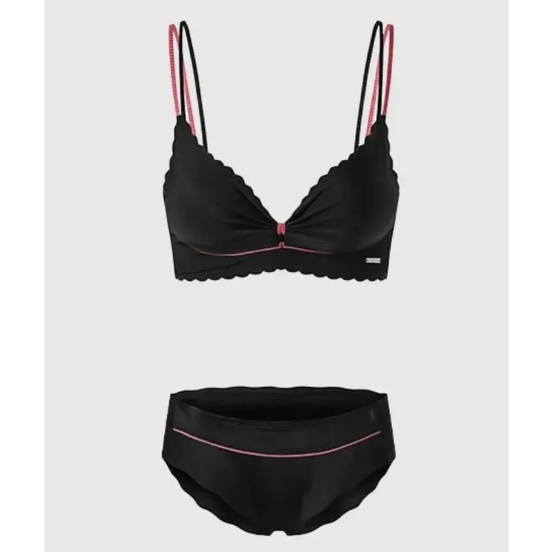 Hot Sweet Cute Lingerie Set Women Wireless Bra Thin Cup Push Up Support Large Bust Minimizer Daily Home Wear Plus Size S-XL Set — image 6