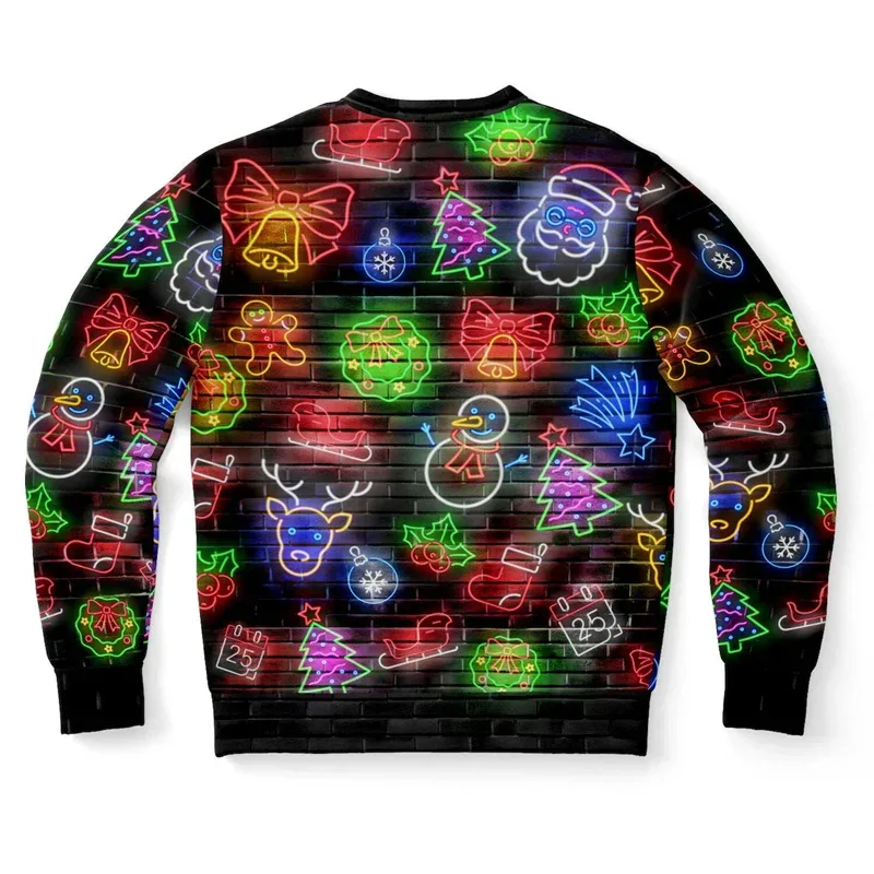 2025 Hot Christmas Ugly Sweater Men Women 3D Print Neon Pattern Santa Pullover Sweatshirt Unique Xmas Clothes Party Sweatshirt