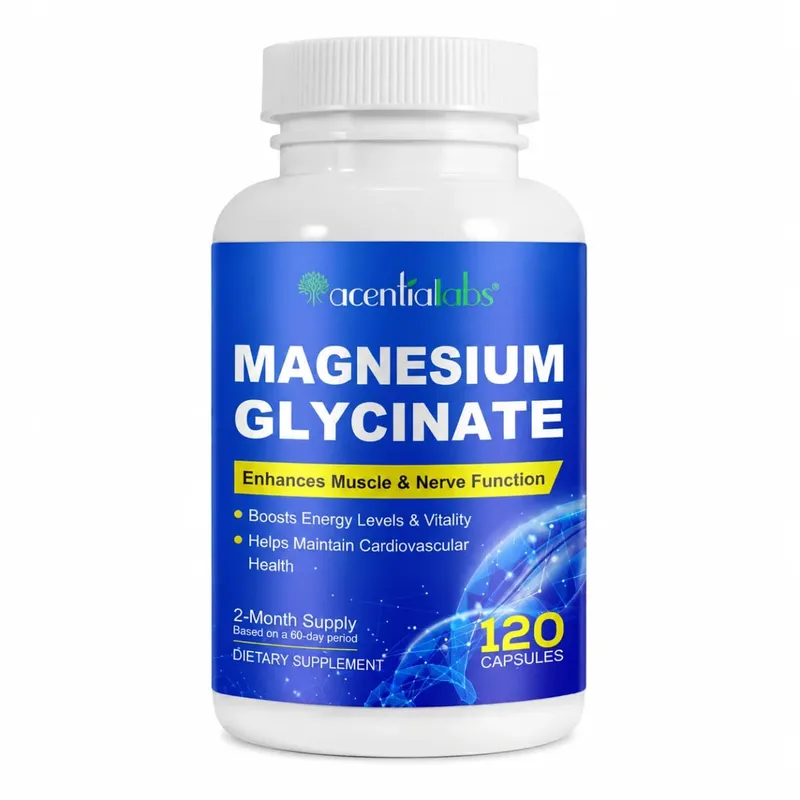 Acentiallabs Magnesium Glycinate 120 Capsules - Pure Organic Vegetarian Supports Bone Health Sleep & Muscle Nerve Support