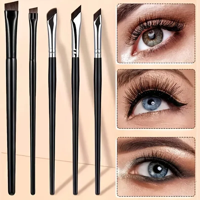 5pcs Eyeliner Brush Set with Tilted Fine Blade Suitable for Precise Application - Suitable for All Skin Types.