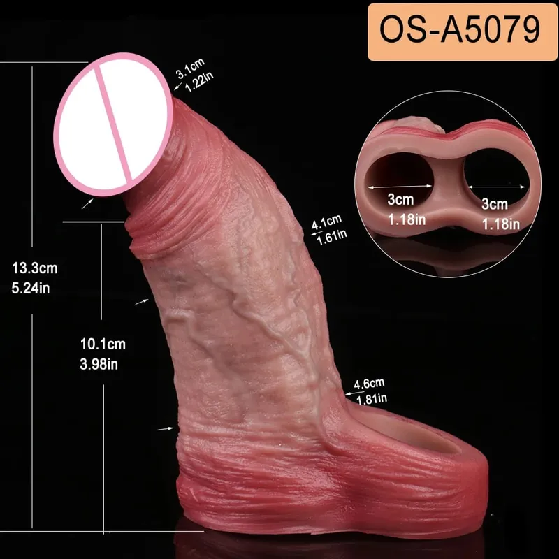 Close Head Realistic Penis Sleeve Sex Toys for Men Delay Ejaculation Dick Extender For Couples Sex Pleasure Sexshop