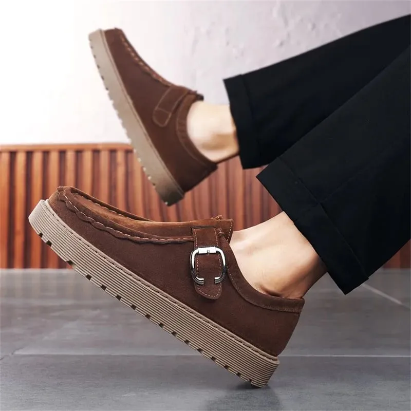 Men's Beige Suede Casual Loafers in Large Sizes Comfortable Thick Soled Non Slip Walking Shoes Fashionable and Trendy Shoes 2025