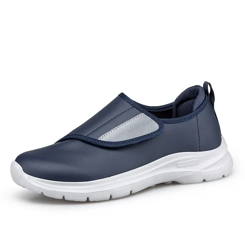 Men's Orthopedic Diabetic Leather Sneakers Adjustable Hook & Loop Wide Fit Open Shoes for Swollen Feet Comfortable Walking Shoes — image 10