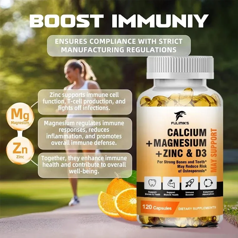 Bone Support Capsules Calcium Magnesium Zinc with D3 Enhances Absorption Supports Bone Strength Immunity & Muscle Health — image 5