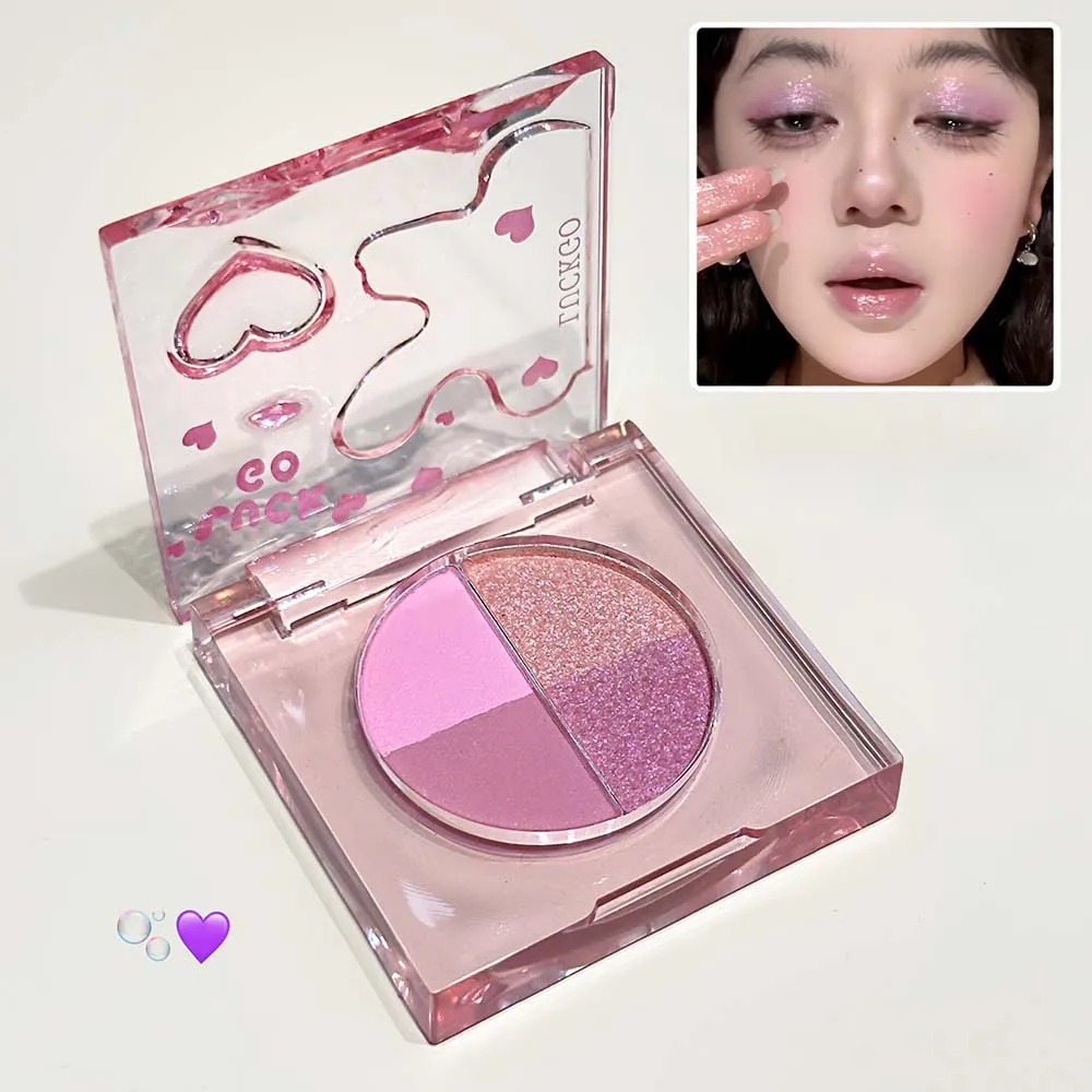 Four-color Diamond Glitter Eyeshadow Palette Mini Pink Orange Matte Shimmer Eye Shadow Eye Pigments Highlighter Makeup Cosmetics — image 6