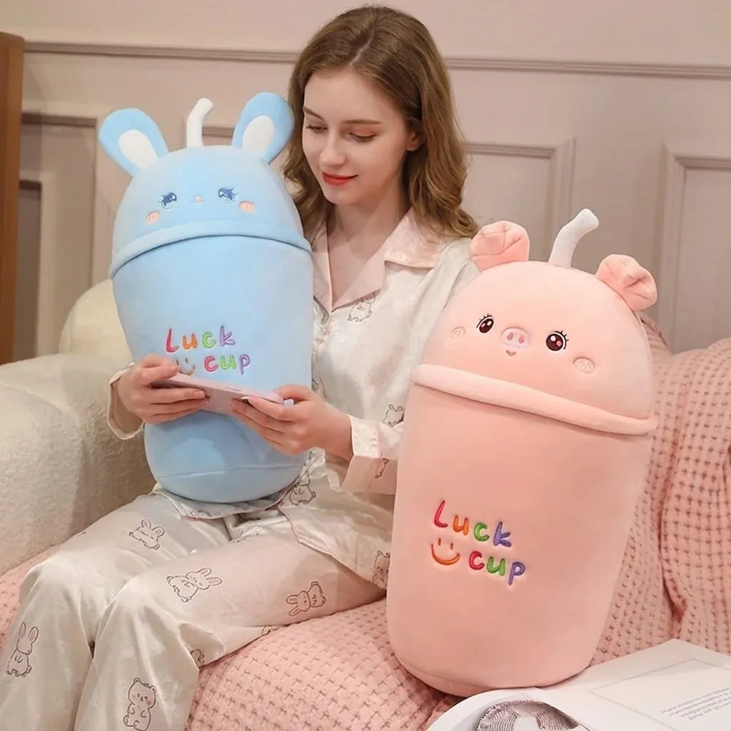 Milk Tea Cup Plush Pillow Animal Stuffed Soft Sofa Cushion Squishy Blanket Adorably Home Decor Toys Birthday Surprise Gifts