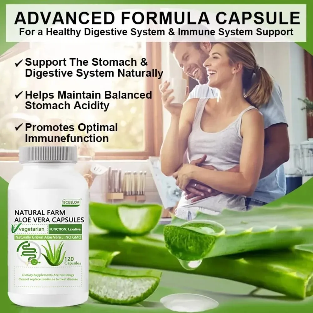 Aloe Vera Extract Capsules - Helps Cleanse and Detoxify The Colon Burn Fat Maintain Stomach Acid Balance and Boost Immunity