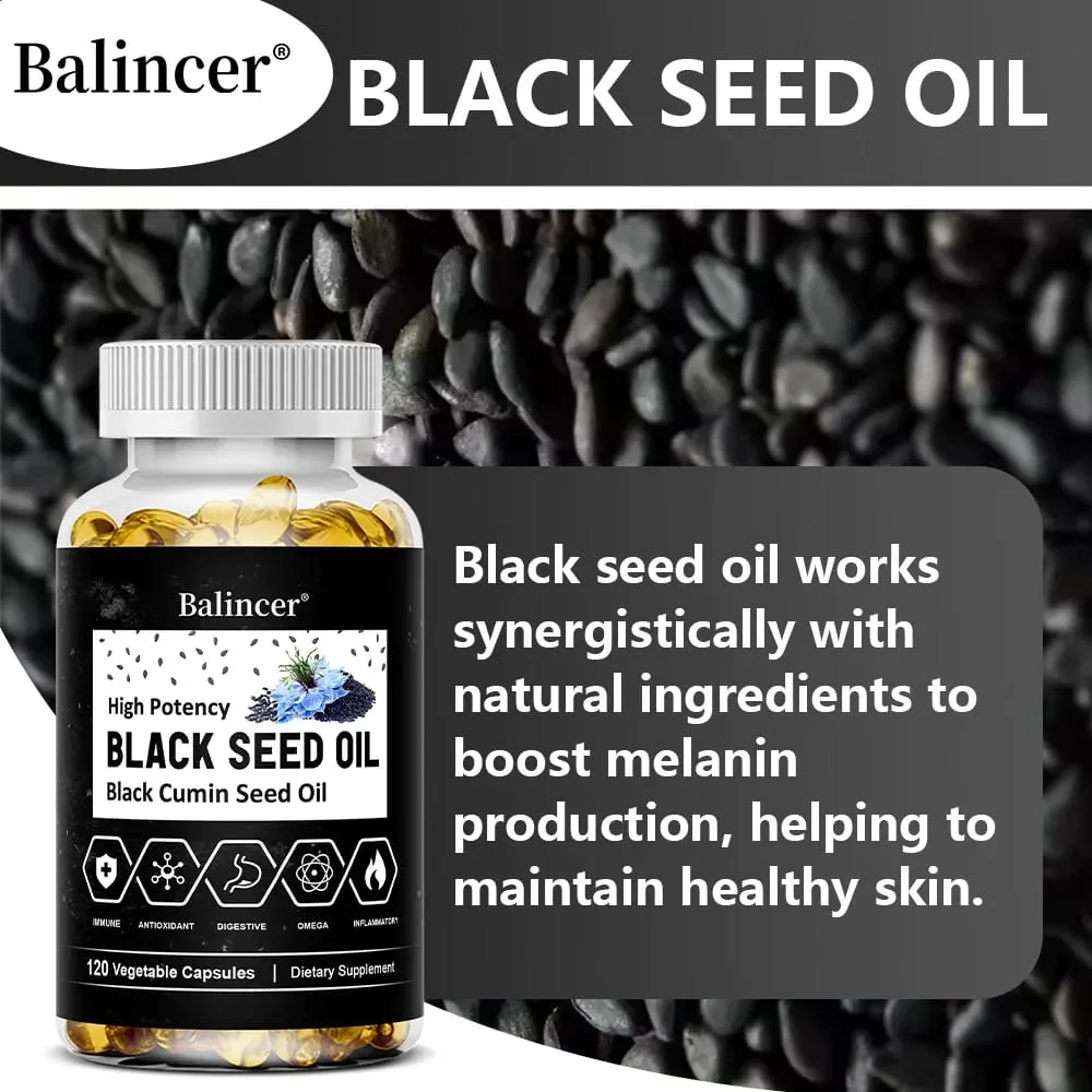 Black Cumin Seed Oil Capsules Cold Pressed Support Immune Cardiovascular Digestive Respiratory Health Skin and Hair Health — image 2