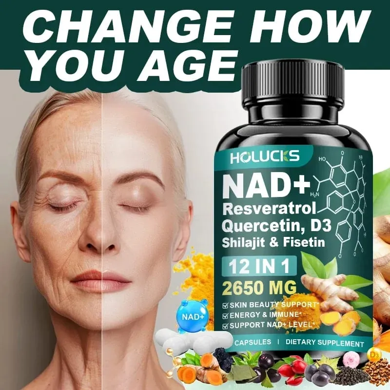 12-in-1 NAD+ Capsules with Turmeric Grape Seed Support Energy Production Digestive Comfort & Immune Function for Active Women — image 2