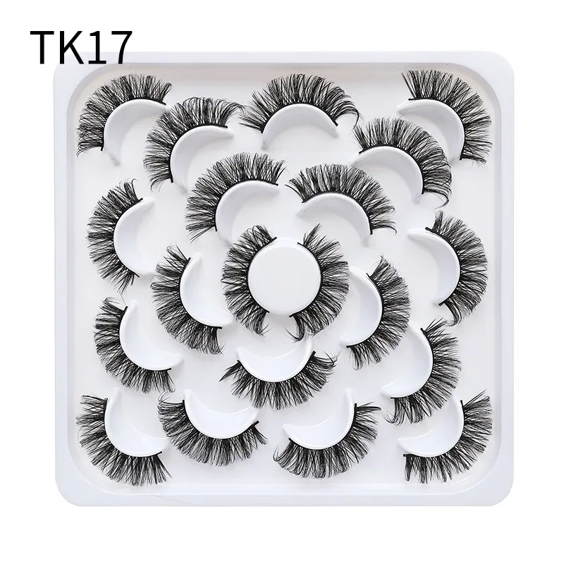 10 párů Russian DD Curl Bulk Fluffy Strip Lashes Přírodní měkké umělé řasy Opakovaně použitelné ručně vyrobené řasy pro každodenní a párty — image 18