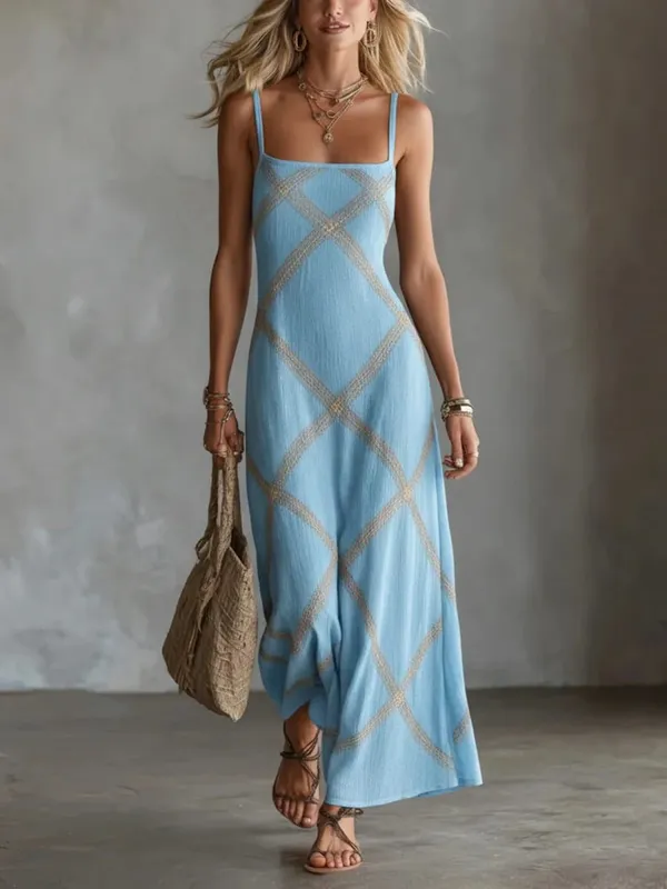 Printed Striped Solid Color Sleeveless Dress Casual Summer Dresses Spring Outfit — image 8