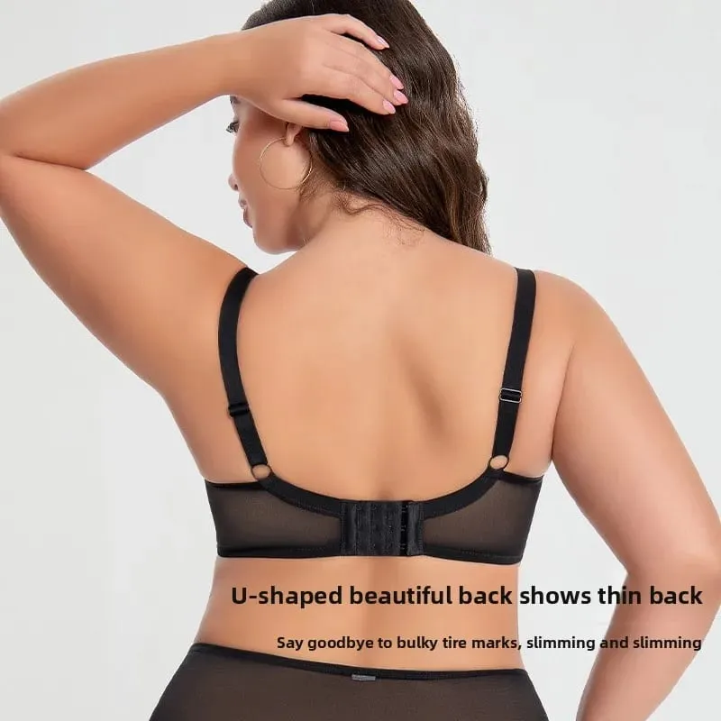 Plus Size Bra Set D-L Cup Minimizer Full Coverage Lingerie Anti Sagging Push Up Breathable Mesh High Waist Panties Women — image 5