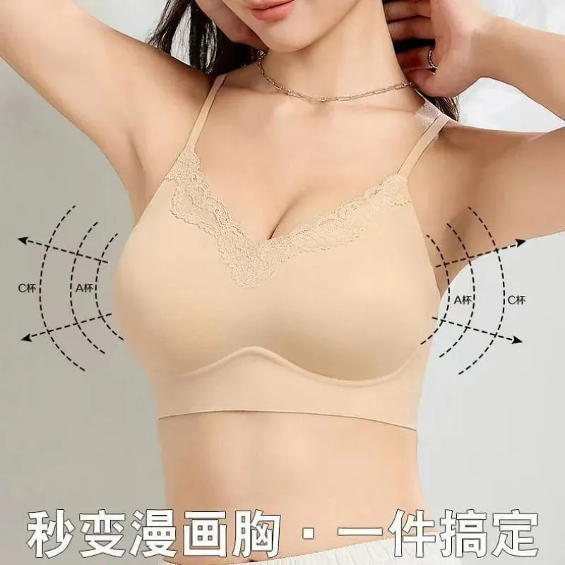 Women's lingerie for small busts enhancing and enlarging the appearance of flat chest thickened seamless design gathering sid — image 5