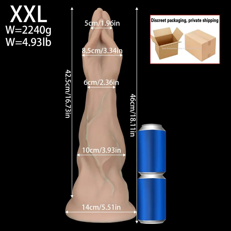 Huge Simulated Palm Anal Plug Fisting Butt Plug Dilation Training Prostate Massage Anal Dildos Toys XXL For Women Male Sex Toys — image 13