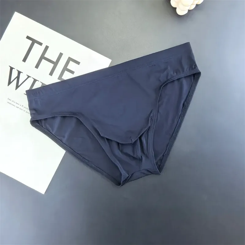 Business Men Ice Silk Briefs Quick Dry Seamless Nylon Male U Pouch Convex Underwear Sexy Plus Size Underpants Lingerie — image 6