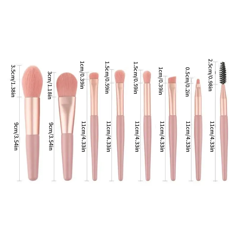 8-teiliges Make-up-Pinsel-Set in Reisegröße – weiches Haar, Rouge, Lidschatten, Konturpinsel, professionelle Beauty-Tools — image 2