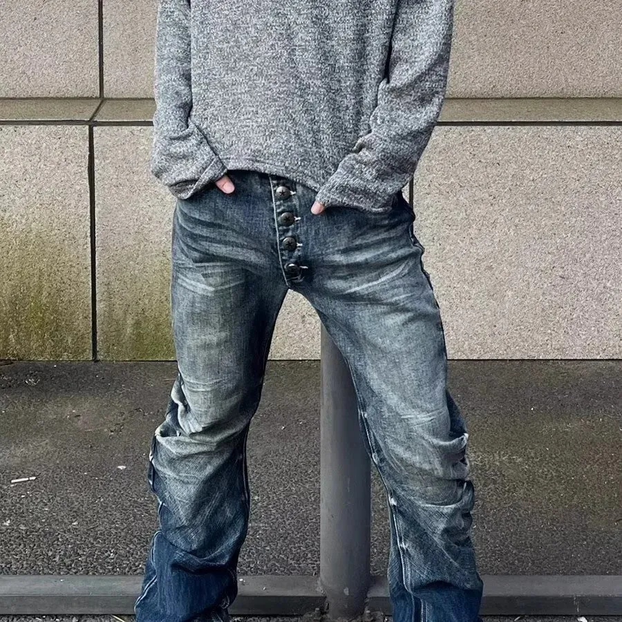 European American New Fashion Men's Slim Casual Trendy Simple Basic Denim Trousers Male Daily High Street Jeans Pants Clothes — image 5