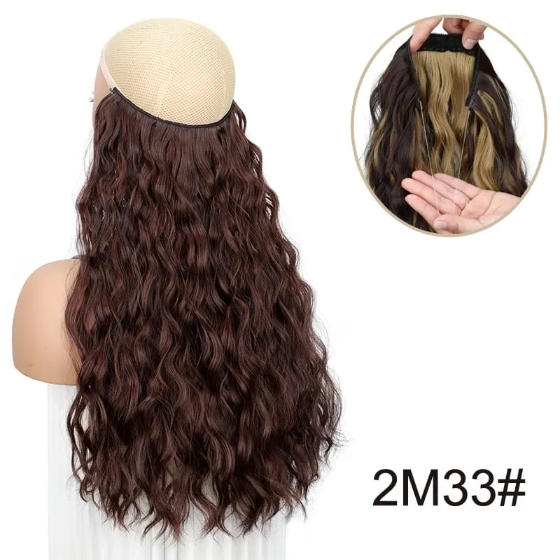 18Inch Synthetic Long Wavy Culry Fluffy Hair Extensions Invisible Fishing Line Soft Hair Pieces for Women Daily Wear — image 9