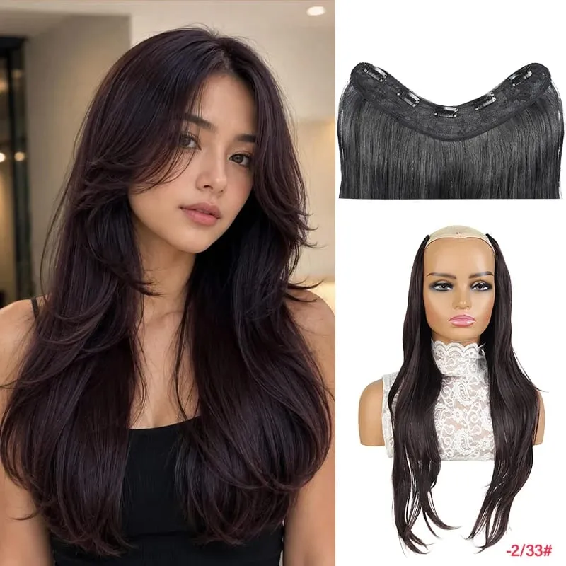 26 Inch Synthetic Clip-In Hair Extension V-Shape Layered Wig for Short to Long Instant Transformation — image 10