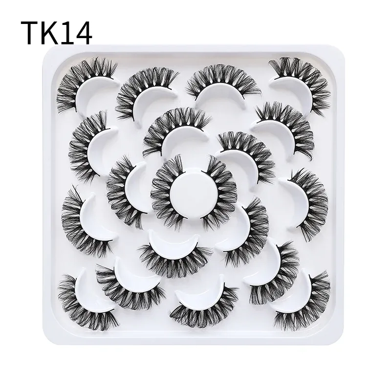 10 párů Russian DD Curl Bulk Fluffy Strip Lashes Přírodní měkké umělé řasy Opakovaně použitelné ručně vyrobené řasy pro každodenní a párty — image 16
