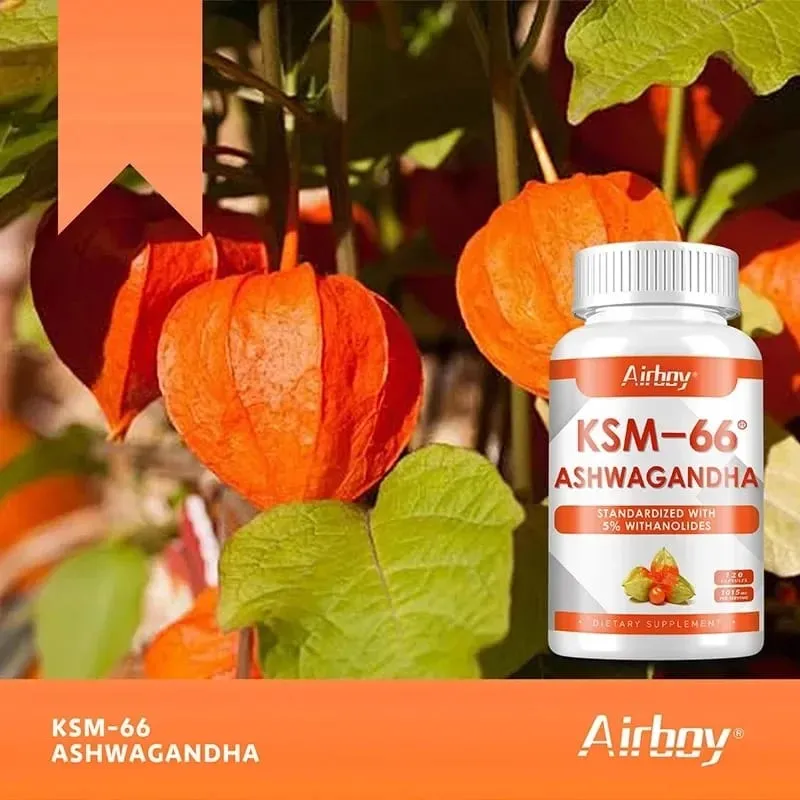 Organic Ashwagandha KSM-66 Capsules for Stress Relief Focus Brain Energy Support Sleep Health Supplement