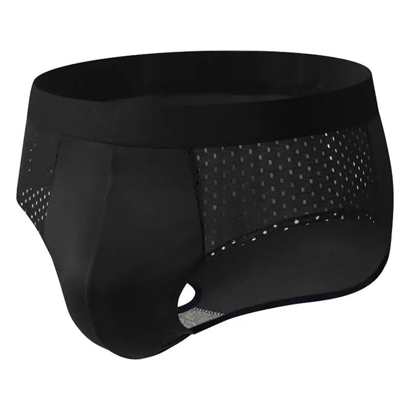 5-Pack Men's Ice Fabric Briefs with Semi-Mesh Design, Comfortable, Cool and Breathable Ideal for Daily Wear Simple Black Briefs — image 8